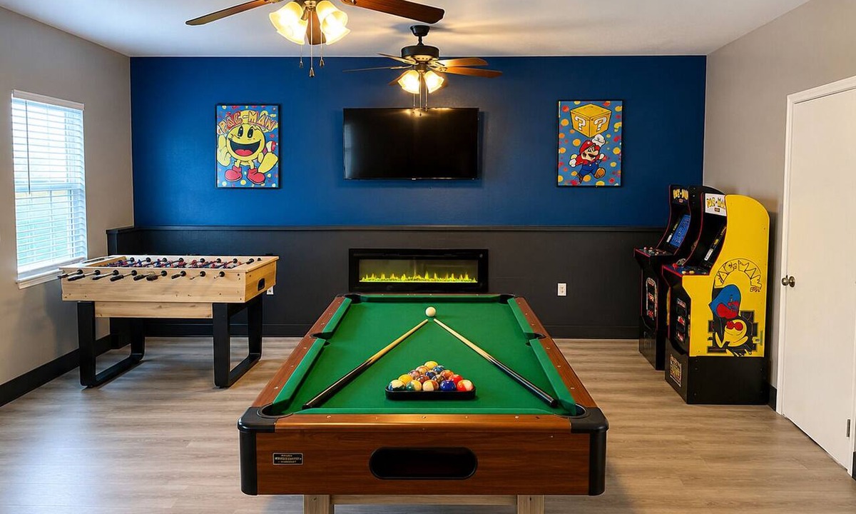 Enid House | Level up at the Enid Game House/Game Room with Pool Table/Themed Rooms