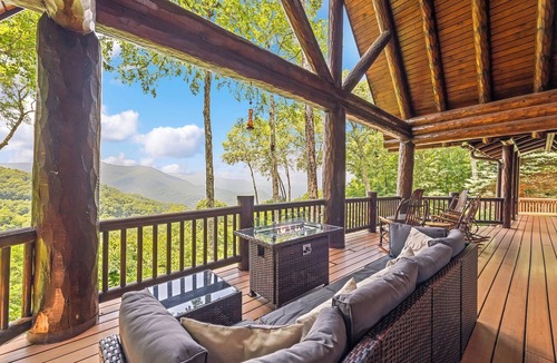 Waynesville Cabin | 4BR/4 1/2 BA, Covered deck with Hot-tub overlooking the mountains