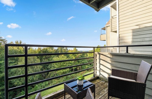 Chalet Village Condo | Above the Trees - Modern Studio for 2 with Views, Wifi, Pools