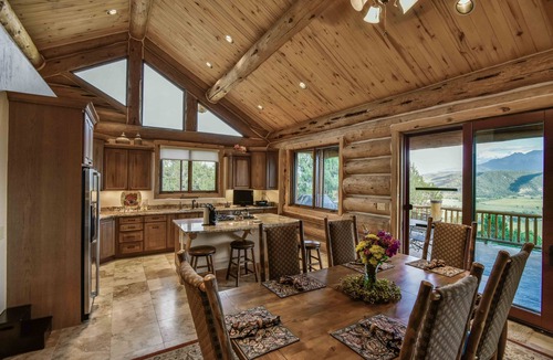 Pleasant Valley House | Breathtaking luxury log home on 44 acres. Two primary suites. STR-1-2024-053.