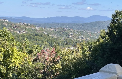 Chalet Village House | CHALET VILLAGE breathtaking view of Gatlinburg and the Smokey’s along tramway.