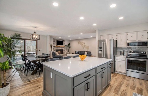 West Omaha House | Elegant 4BR Getaway! Firepit, BBQ & Private Pool!