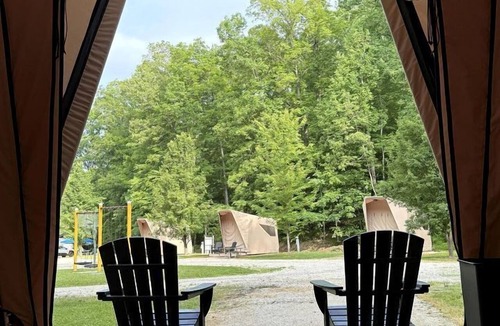 Hitchins RV Rental | Safari Tent Glamping in Grayson Kentucky with Biking Trails Access