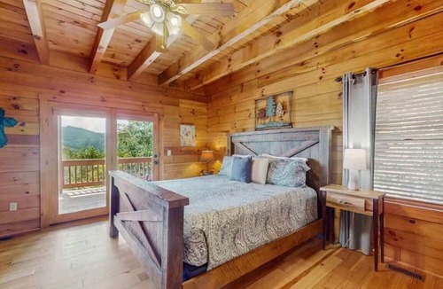 Sylva House | Smoky Mountain home with sauna, hot tub, multi-level deck & mountain views