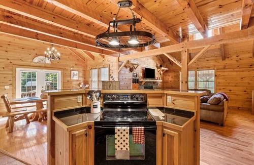 Means Cabin | Starry Mountain Night- Private Pool, Firepit, Pool Table, Playset