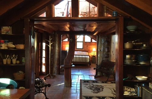 Gila Cabin | Unique Log cabin at Bearpaw Ranch on the Gila River