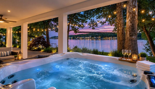 Riverfront Home on the Ohio River, Private Dock, Hot Tub, Sleeps 8