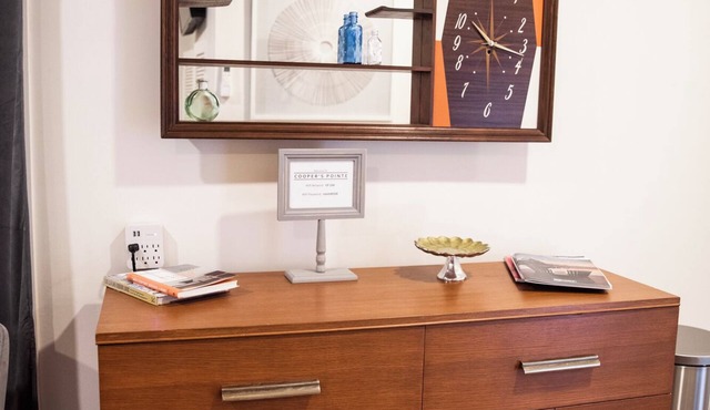Suite 104 freatures a private outdoor-covered balcony.