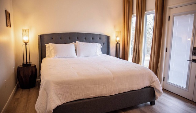 The suite is themed to complement the mid-century modern design of the Main House
