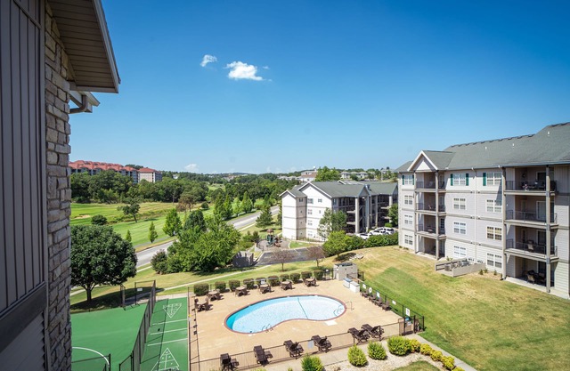 2 Bedroom, 2 Bathroom Golf Condo featuring Private, Covered Balcony with Pool View